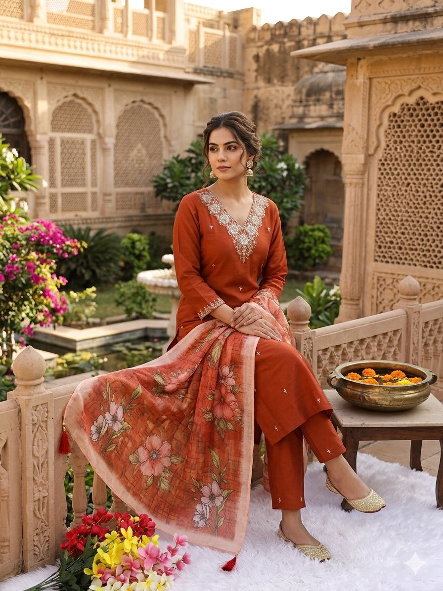 New Designers Kurti Pant Dupatta Set
