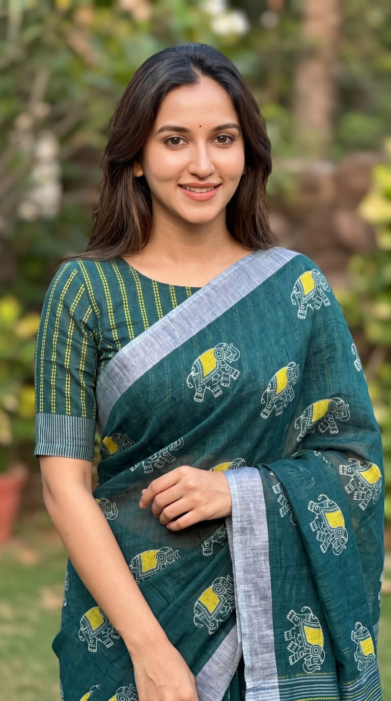 Fabric - Plain Linen Saree