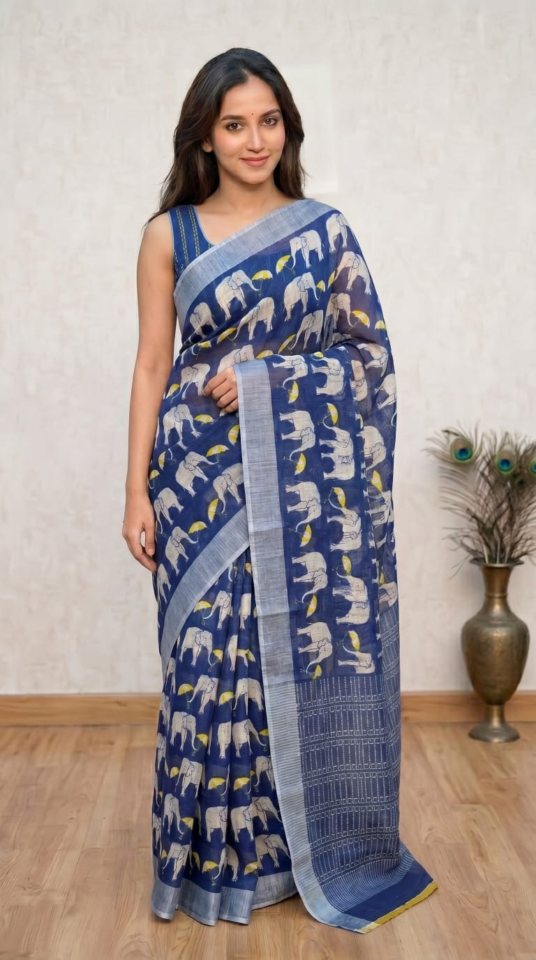 Fabric - Plain Linen Saree
